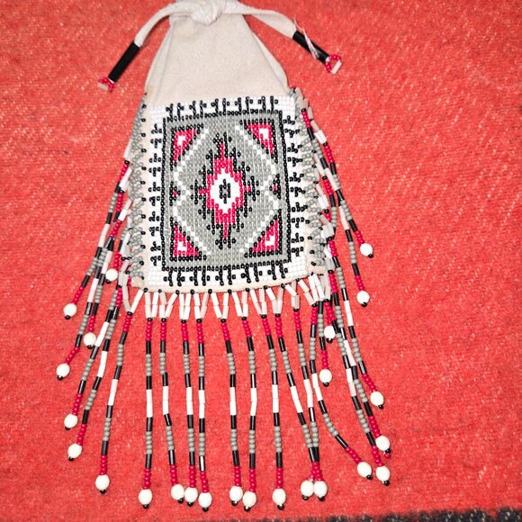 Rare Vintage Native American Double Sided Beaded Pouch - Picture 4 of 7